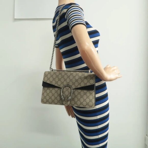 100% Authentic GUCCI Dionysus Brown Canvas Shoulder Bag - Picture 11 of 11